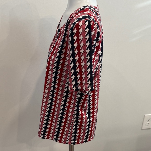 Allison Daley Petite Small Red and Blue Patterned Blouse - Picture 5 of 7